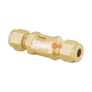 Swagelok B-8C-1/3 Brass Poppet Check Valve, Fixed Pressure, 1/2 in. Swagelok Tube Fitting, 1/3 psig