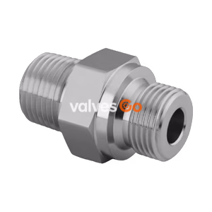 Swagelok SS-4-HN-4RS Stainless Steel Hex Nipple, 1/4 in. Male NPT x 1/4 in. Male ISO Parallel Thread
