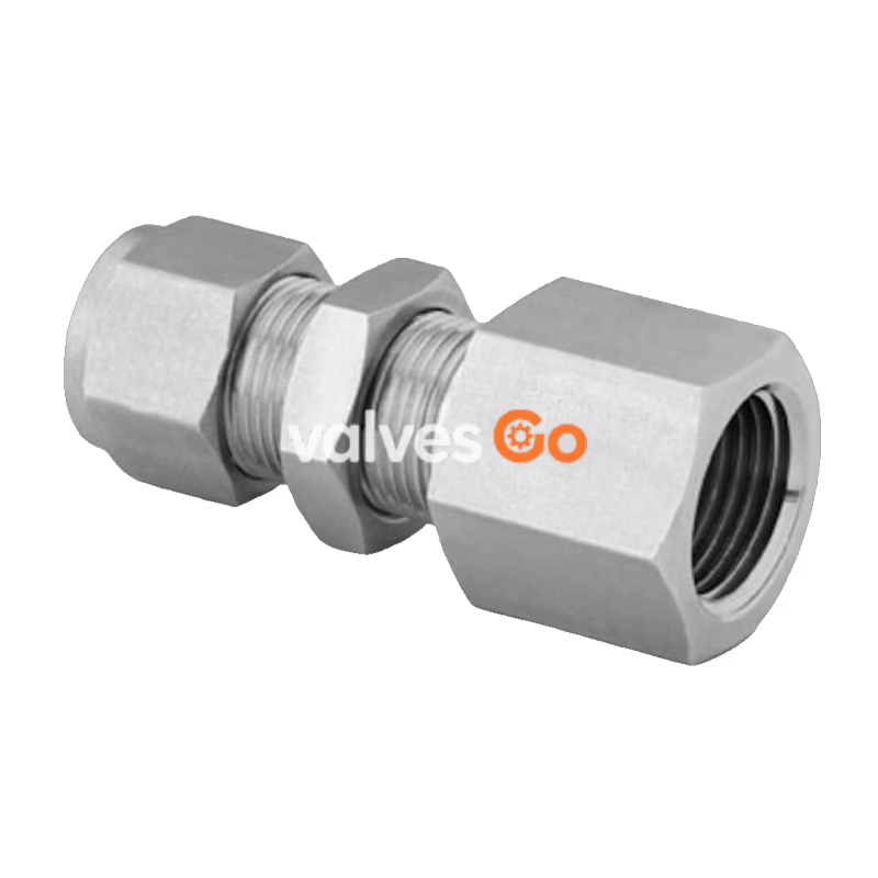 Swagelok SS-600-71-6 Bulkhead Female Connector, 3/8 in. Tube OD x 3/8 in. Female NPT