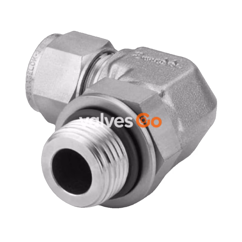 Swagelok SS-6M0-2-4PR Positionable Male Elbow, 6 mm Tube OD x 1/4 in. Male ISO Parallel Thread