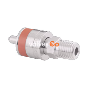 Swagelok SS-QC4-D-4PMK2 Instrumentation Quick Connect Stem with Valve, QC4 Series, 1/4 in. Male NPT, Orange Keyed