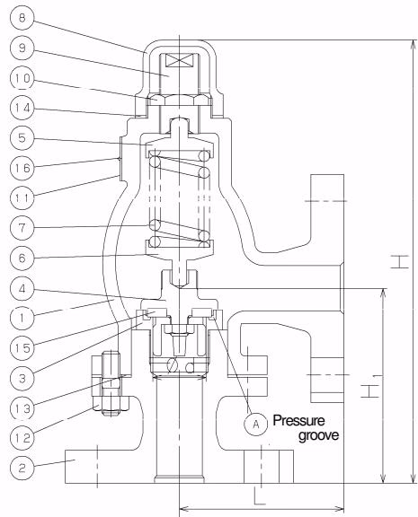 Yoshitake AL-301T dimensional drawing and section view