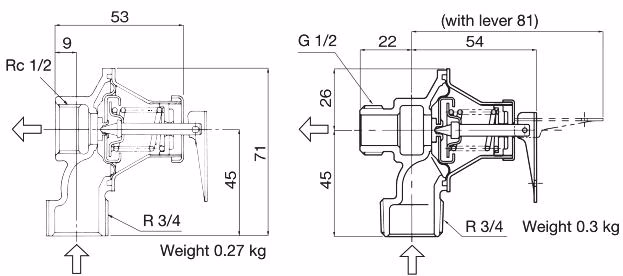Yoshitake AL-72F-95 dimensions and weights table