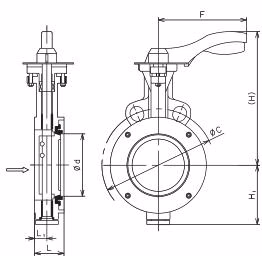 Yoshitake BFV-1S dimensions drawing for 50A-150A