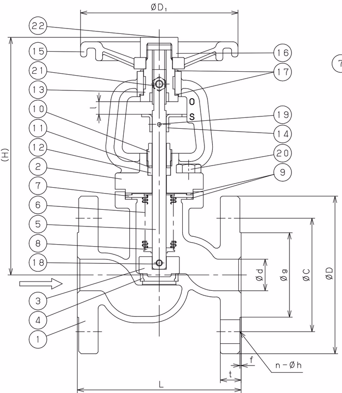 Ёситакэ (Yoshitake) BSV-20F чертеж в разрезе