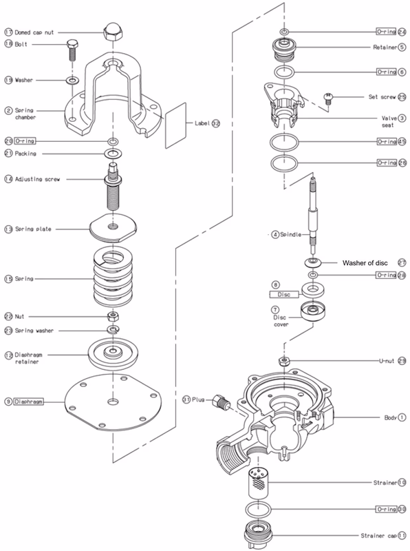 Yoshitake GD-28S-NE exploded view 20A-50A