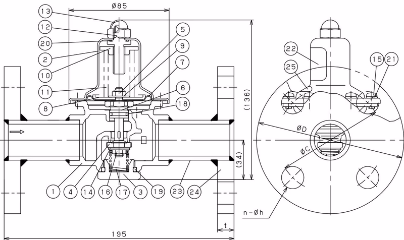 Yoshitake GD-43N-10 parts drawing and materials