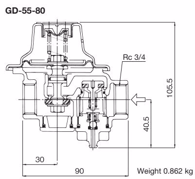 Ёситакэ (Yoshitake) GD-55-80 чертеж размеров