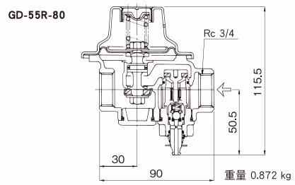耀希达凯 Yoshitake GD-55R-80 尺寸图 1