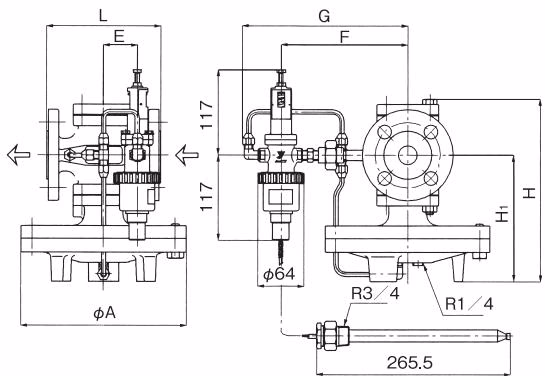 Yoshitake OB-2000 Yoshitake OB-2000 flanged type dimensions diagram