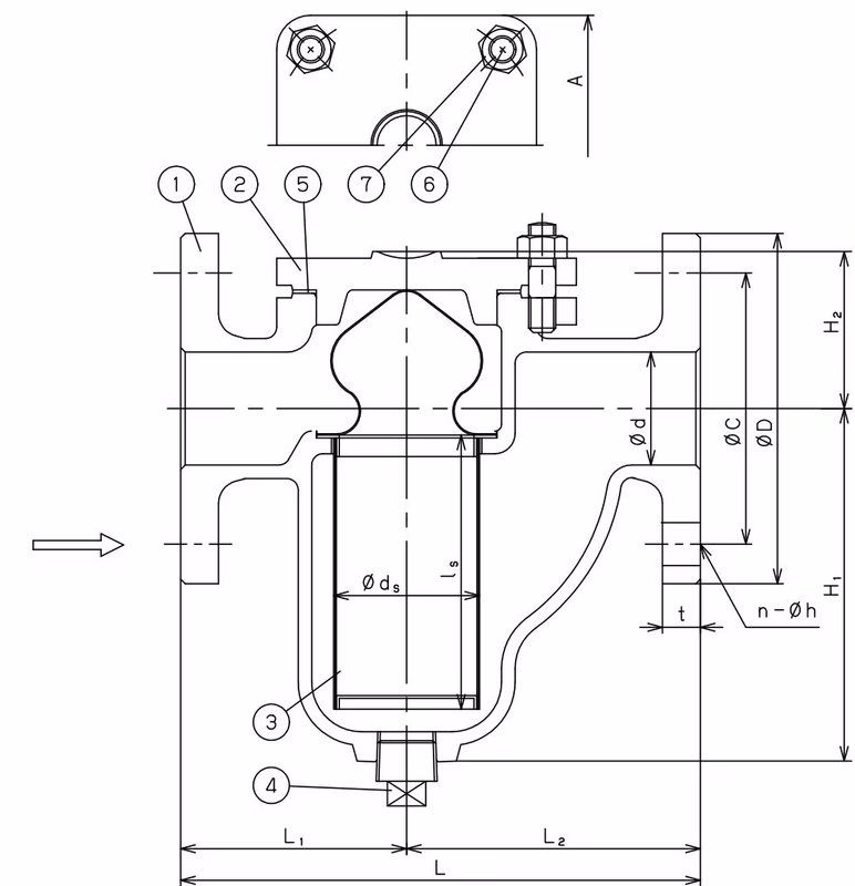 Yoshitake SU-10 U-type strainer structure and parts drawing