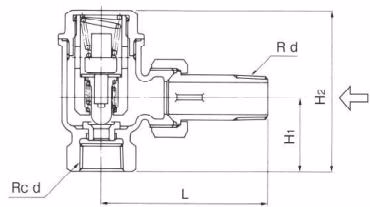 Yoshitake TS-4A angle type dimensions drawing