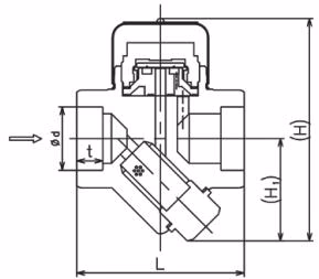 Yoshitake TSD-46 dimensions drawing with blowdown valve